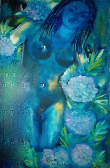Pittura intitolato "Busto azul" da Rosa Lapinha, Opera d'arte originale