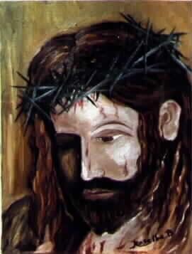 Painting titled "Cristo" by Rosalba Buccoliero, Original Artwork, Oil