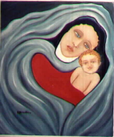Painting titled "Maternità" by Rosalba Buccoliero, Original Artwork, Oil