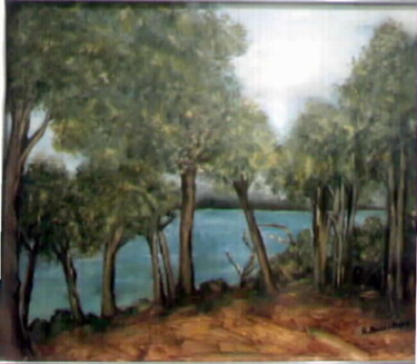 Painting titled "In riva al fiume" by Rosalba Buccoliero, Original Artwork, Oil