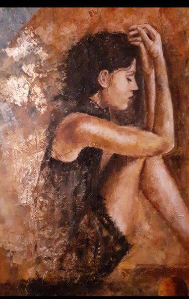 Painting titled "Pensieri" by Rosalba Busani, Original Artwork, Oil