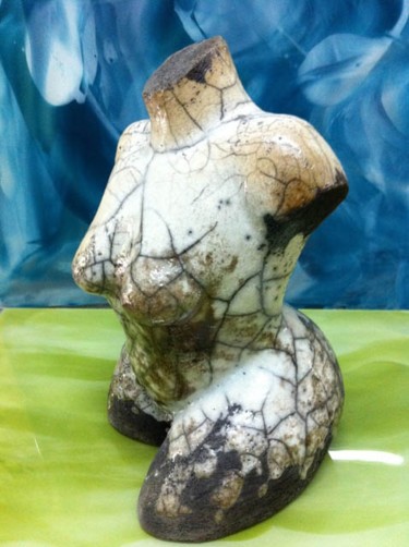 Sculpture intitulée "Buste raku" par Rosalie C, Œuvre d'art originale