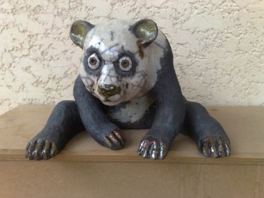 Sculpture intitulée "Panda raku" par Rosalie C, Œuvre d'art originale