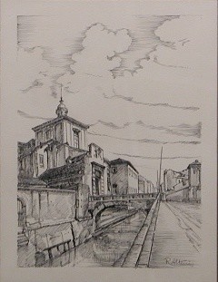 Drawing titled "Milano vecchia" by Altini, Original Artwork