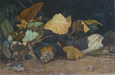 Pittura intitolato "fogliame autunnale…" da Altini, Opera d'arte originale