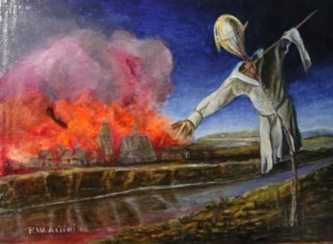 Pittura intitolato "Tutto brucia" da Altini, Opera d'arte originale
