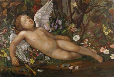Pittura intitolato "Amore che dorme" da Altini, Opera d'arte originale