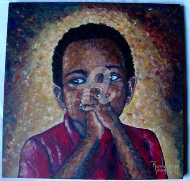 Pintura intitulada "Garotinho Afro I -…" por Rosaly Gripp Gobbo (Rosaly Gripp), Obras de arte originais