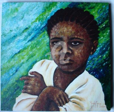 Pintura intitulada "Garotinho Afro II /…" por Rosaly Gripp Gobbo (Rosaly Gripp), Obras de arte originais