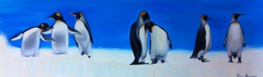 Painting titled "Pinguins" by Ruja, Original Artwork, Oil