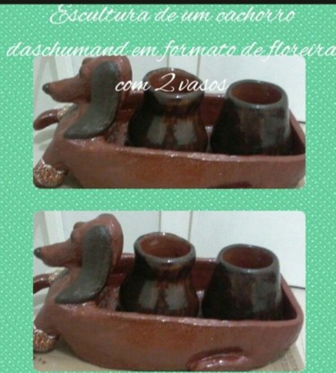 Sculpture titled "Cachorro daschumand…" by Rosana Pan Romero, Original Artwork, Clay