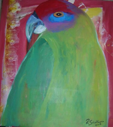 Painting titled "Papagaio" by Rosangela Scheithauer, Original Artwork, Oil