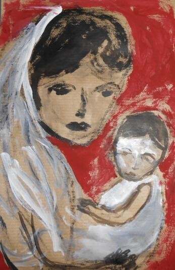 Painting titled "Mother and Child" by Rosangela Scheithauer, Original Artwork