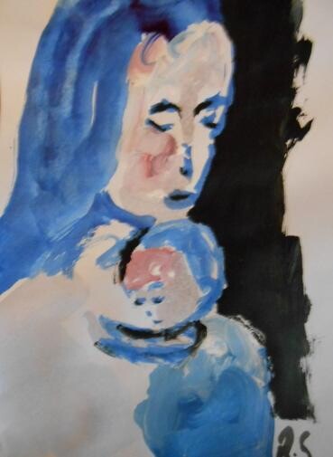 Painting titled "Mother and Child" by Rosangela Scheithauer, Original Artwork