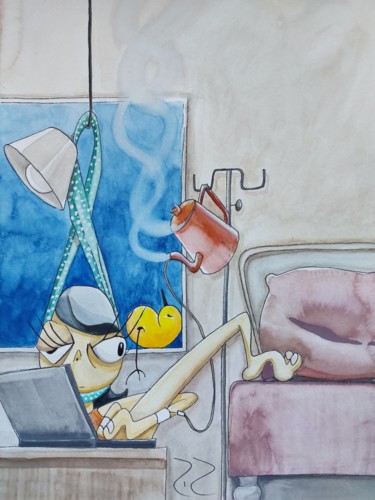 Malerei mit dem Titel "After lunch" von Rosangela Rodrigues, Original-Kunstwerk, Aquarell