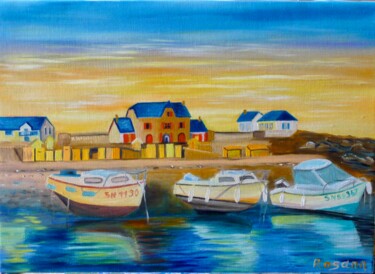 "lumière d'un soir" Peinture intitulée ""lumière d'un soir"" par Rosann, Œuvre d'art originale, Huile
