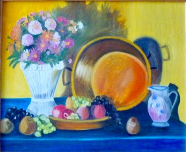 Peinture intitulée ""Nature morte color…" par Rosann, Œuvre d'art originale, Huile