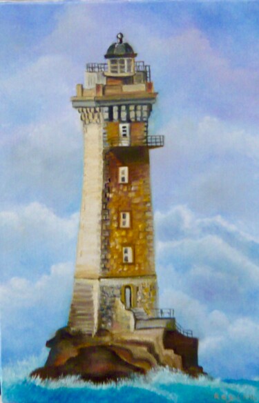 Pintura intitulada ""Phare breton"" por Rosann, Obras de arte originais, Óleo