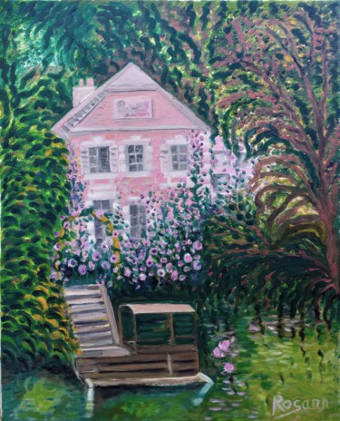 Peinture intitulée ""La maison des bord…" par Rosann, Œuvre d'art originale, Huile Monté sur Châssis en bois