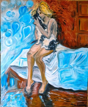 Pintura titulada "Bulle de douceur" por Rosann, Obra de arte original, Oleo Montado en Bastidor de camilla de madera