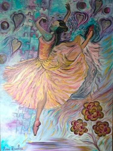 Картина под названием "Coeur de femmes" - Rosann, Подлинное произведение искусства, Масло Установлен на Деревянная рама для…