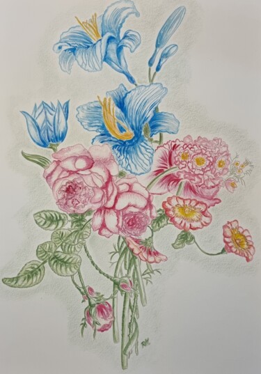 Σχέδιο με τίτλο "Flowers" από Rosanna Moniaci, Αυθεντικά έργα τέχνης, Ακουαρέλα