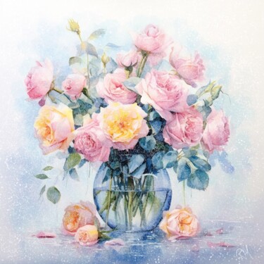 Digital Arts titled "BOUQUET OF PINK AND…" by Rosanna Moniaci, Original Artwork, Digital Painting