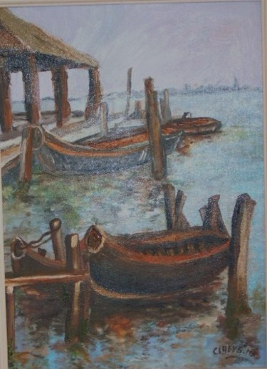Painting titled "Barques" by Claeys, Original Artwork