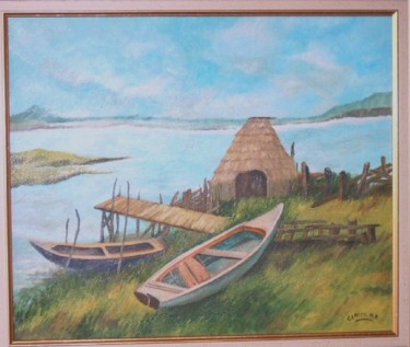 Peinture intitulée "Barques aux sec en…" par Claeys, Œuvre d'art originale