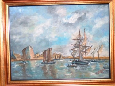 Peinture intitulée "Plusieur bateaux" par Claeys, Œuvre d'art originale