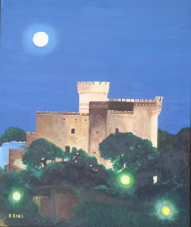 Painting titled "Castillo de Castell…" by Rosa Maria Rins Dirichx, Original Artwork, Oil