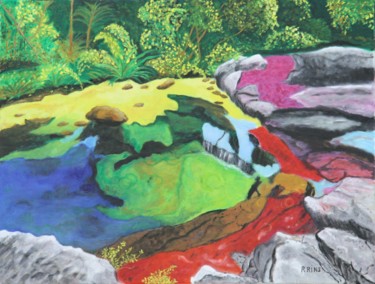 Pittura intitolato "lago-de-los-7-color…" da Rosa Maria Rins Dirichx, Opera d'arte originale, Olio