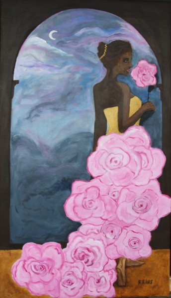 Peinture intitulée "DAMA DE NOCHE" par Rosa Maria Rins Dirichx, Œuvre d'art originale, Huile