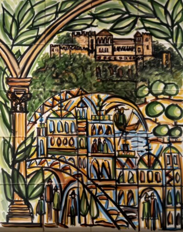 Painting titled "LEIRIA" by Rosário Bello, Original Artwork, Mosaic