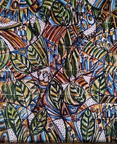Картина под названием "FOLHAGEM" - Rosário Bello, Подлинное произведение искусства, Мозаика