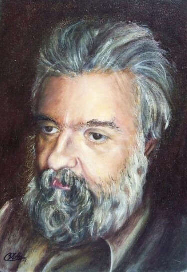 Pittura intitolato "Retrato de Javier" da Rosario De Mattos, Opera d'arte originale, Olio