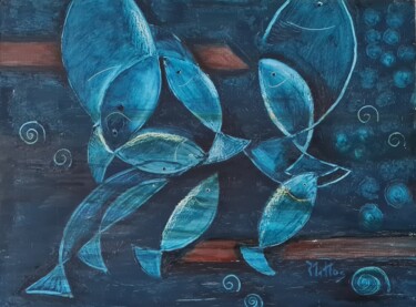 Peinture intitulée "Tramas peces 1" par Rosario De Mattos, Œuvre d'art originale, Huile