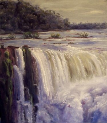 Pintura titulada "Cataratas del Iguazú" por Rosario De Mattos, Obra de arte original, Oleo