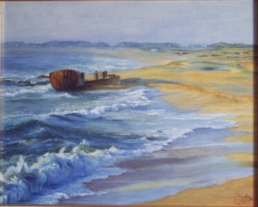 Malerei mit dem Titel "La Pedrera. Playa d…" von Rosario De Mattos, Original-Kunstwerk, Öl