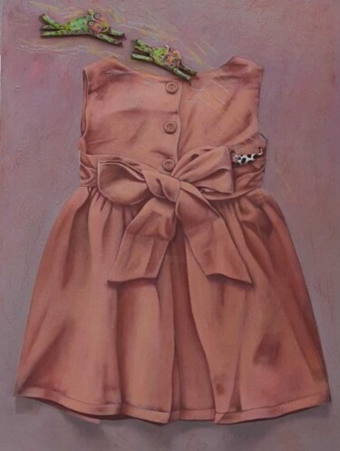 Pintura intitulada "vestido rosa" por Rosario Rubilar, Obras de arte originais, Acrílico Montado em Armação em madeira
