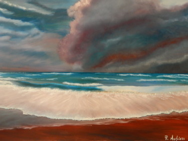 Pintura titulada "tempesta-sul-mare" por Rosario Aufiero, Obra de arte original, Oleo