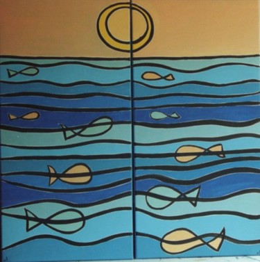 Pintura titulada "Mar I" por Rosa Maria Maldonado Guerrero "Azul", Obra de arte original, Oleo