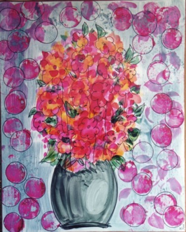 Pintura titulada "Composición Floral I" por Rosa Maria Maldonado Guerrero "Azul", Obra de arte original, Oleo