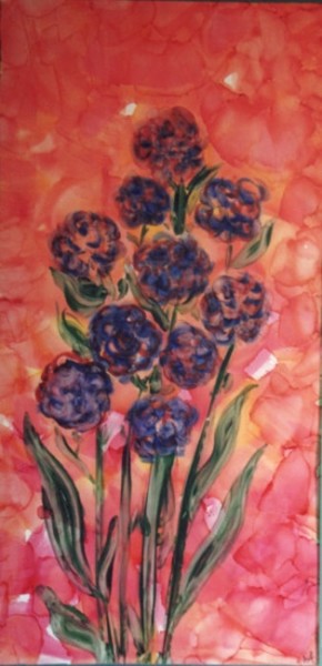 Pintura titulada "Flores" por Rosa Maria Maldonado Guerrero "Azul", Obra de arte original, Oleo