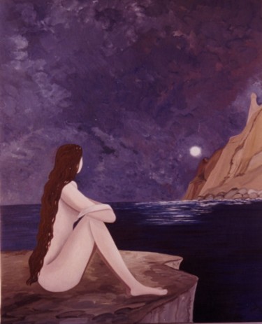 Pintura titulada ""Sirena II"" por Rosa Maria Maldonado Guerrero "Azul", Obra de arte original, Oleo