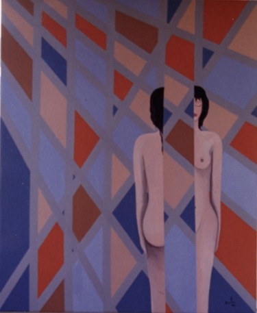 Pintura titulada ""Los Sueños del Lab…" por Rosa Maria Maldonado Guerrero "Azul", Obra de arte original, Oleo