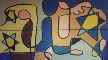 Pintura titulada "Estrellas" por Rosa Maria Maldonado Guerrero "Azul", Obra de arte original, Oleo