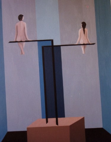Pintura titulada ""Equilibrio"" por Rosa Maria Maldonado Guerrero "Azul", Obra de arte original, Oleo