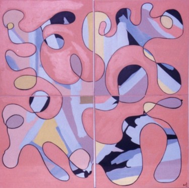 Pintura titulada "Composición IV" por Rosa Maria Maldonado Guerrero "Azul", Obra de arte original, Oleo