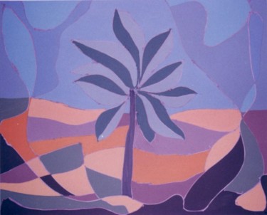 Pintura titulada ""Palmera"" por Rosa Maria Maldonado Guerrero "Azul", Obra de arte original, Oleo